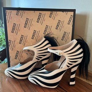 New Gucci Lesley Ponytail Mary Jane Pumps Sz35